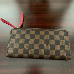 WALLET CHECKERED PLAID BROWN RED BI-FOLD WALLET